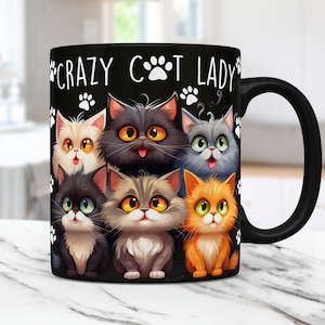 Cats Mug Wrap Cat Lovers Mug Wrap Sublimation Design PNG Funny Cat Mug PNG Press Design, Cats 11oz & 15oz Coffee Cup Template
