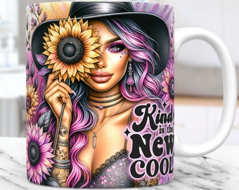 Sunflowers Daily Affirmations Mug Wrap Sublimation Mug Design Templates PNG, 11oz & 15oz snarky funny Mug PNG, Digital Download