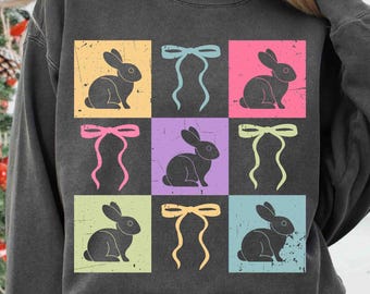 Retro Checkered Easter Png, Girly Easter shirt Png, Easter coquette Bow Png, Easter Bunny png, Retro Easter Png, Girls Easter Png