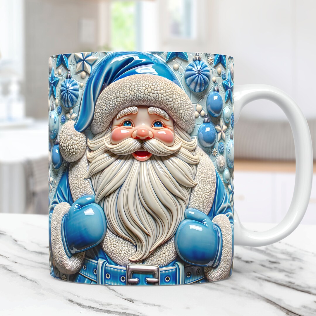 3D Santa Christmas Mug Wrap Santa Mug Wrap Sublimation Design PNG Santa ...