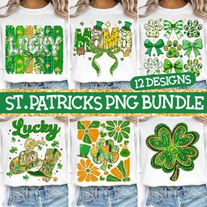 St Patricks Day Png Bundle, Lucky St Patrick&#39;s Day Coquette Png, Lucky Png, Shamrock png, Coquette St Patrick&#39;s Day, St Patrick&#39;s day Png