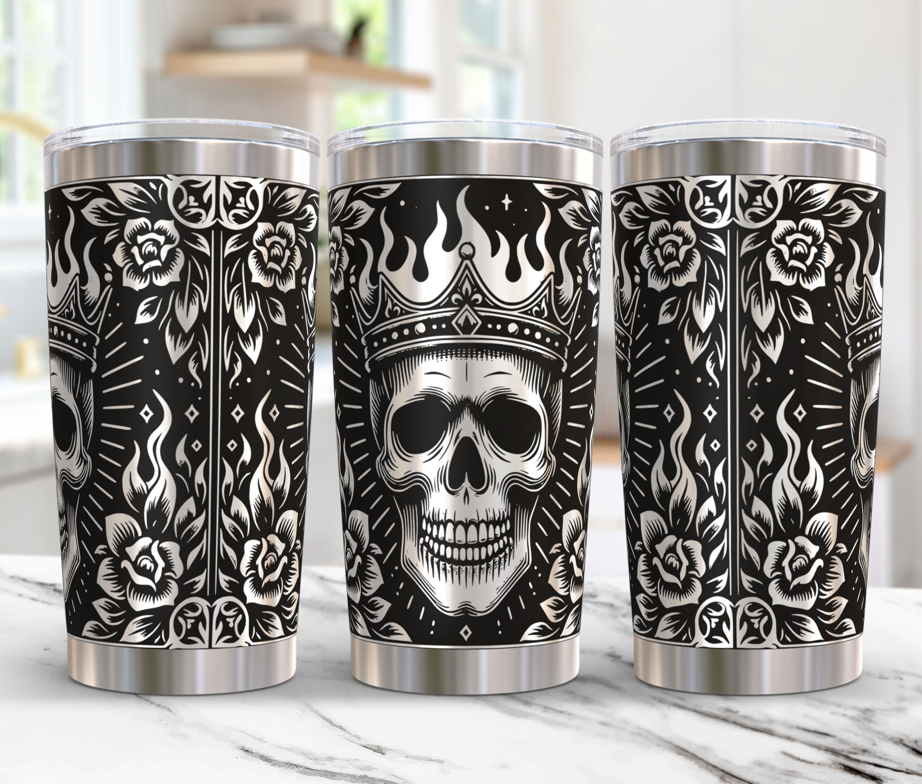 Skull Tumbler Laser File Svg 20oz Flower Engraved Tumbler Laser