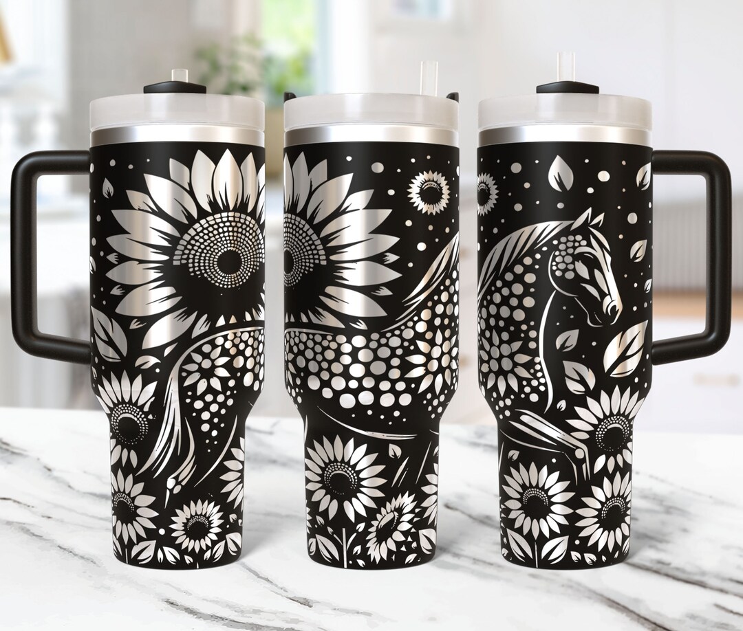 Horse Tumbler Wrap Laser File Svg Flowers 40oz Tumbler Laser Svg Design ...
