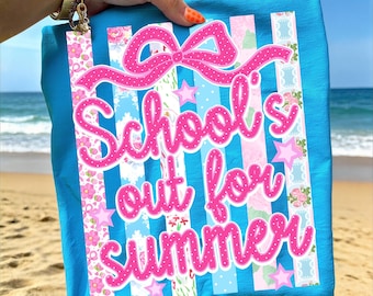 Schools Out Summer PNG, Preppy Last Day Of School Png, Bruh we out Png, Striped Summer Png Design, Girly Coquette Bow Schools Out Png