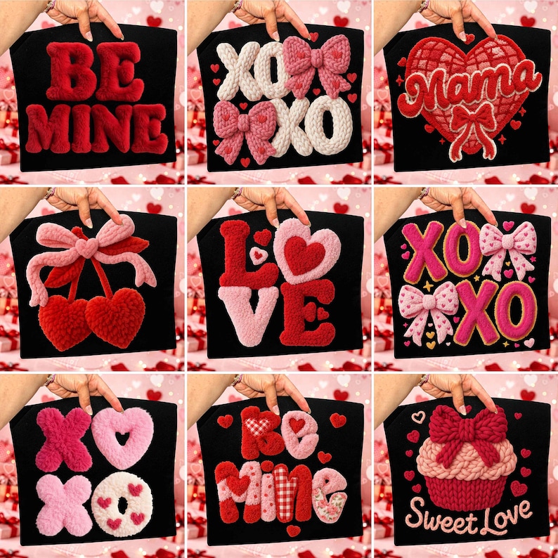 Yarn Valentine PNG Bundle Latch Hook Yarn Crochet Valentines Day Png ...
