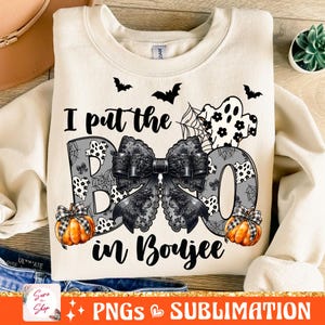 Puse el Boo en Boujee Ghost Png, Coquette Halloween PNG, Diseño de sublimación de fantasmas, Temporada espeluznante Png, Calabaza Png, Halloween Mama Png