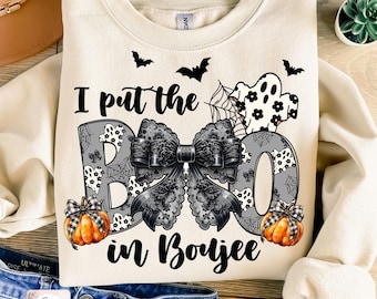 I Put The Boo in Boujee Ghost Png, Coquette Halloween PNG, Ghost Sublimation Design, Spooky Season Png, Pumpkin Png, Halloween Mama Png