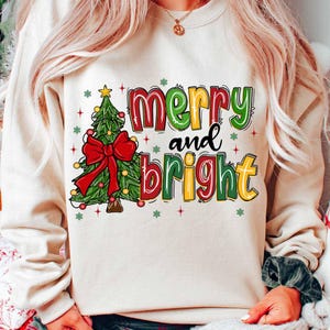 Merry and Bright Png, Coquette Christmas Png, Merry Christmas Png, Christmas Png, Holiday Png, Christmas Tree Png, Girly Christmas Png