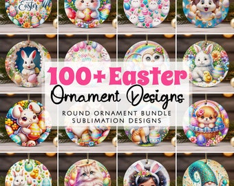 Easter Ornament Bundle PNG Sublimation Designs Cute Easter Round Ornament PNG Template, Instant Digital Download