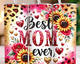 Beste Mutter aller Zeiten 20 oz Skinny Tumbler Sublimation Design PNG, Mom Tumbler Wrap, Muttertag Tumbler Wrap, Beste Mom PNG, digitaler Download