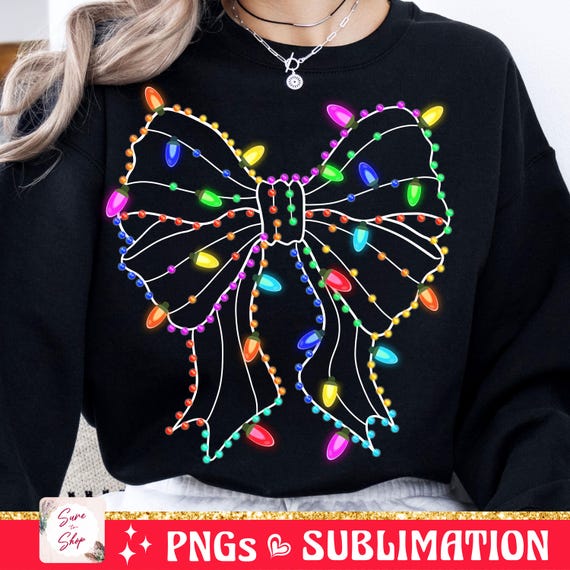Christmas Light Coquette Bow PNG, Christmas Season Png, Christmas png, New year PNG, Retro Christmas Shirt PNG, Christmas Sublimation Design