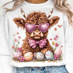 Vaca de las Tierras Altas del Día de Pascua PNG, Linda Vaca de Pascua Png, Vaca de las Tierras Altas de Pascua Png, Pascua Png, Pascua Retro Png, Feliz Pascua Png, Descarga Digital