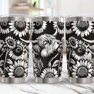 Highland Cow Tumbler Wrap Laser Svg, 20oz Laser Engraved Tumbler Wrap, Laser Engraving Svg, Highland Cow 20 oz Tumbler Laser File Svg Design
