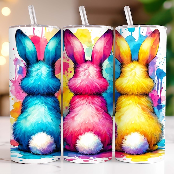 Easter Bunny Tumbler Wrap, 20oz Skinny Easter Tumbler PNG Sublimation Design, Watercolor Easter Tumbler Wrap, Digital Download