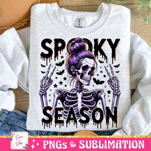 Griezelig seizoen png, retro Halloween-png, Halloween-sublimatieontwerp, Halloween-schedel png, Halloween-shirtontwerp, skelet png afbeelding 4