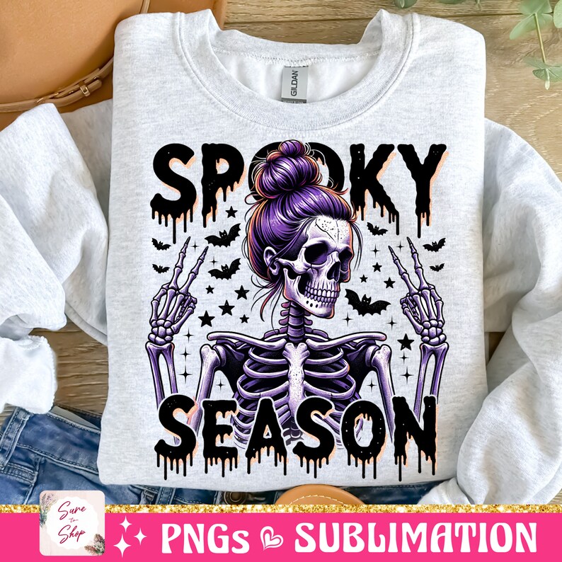 Griezelig seizoen png, retro Halloween-png, Halloween-sublimatieontwerp, Halloween-schedel png, Halloween-shirtontwerp, skelet png afbeelding 4