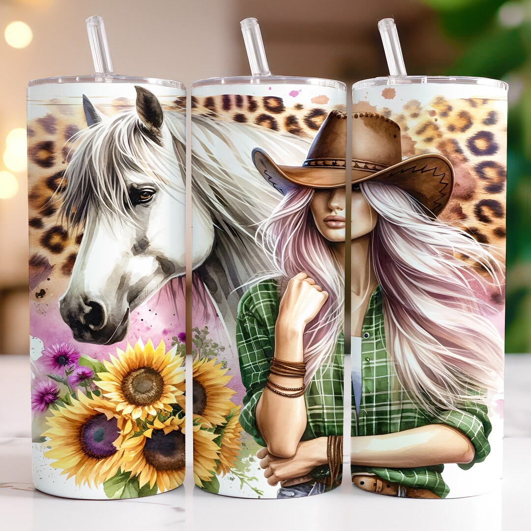 Country Western Cowgirl Tumbler Wrap 20oz Skinny Cowgirl Tumbler PNG ...