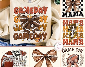 Retro Football Bundle Png, Football Bow png, Football Mama Mom png, Coquette Football png, Game Day, Fall Football Png, Sports png