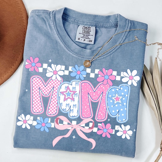Checkered Preppy Mama Coquette PNG, Floral Mama Shirt Png Mom Sublimation Design, Pink Mom Gift Png, Mothers Day Png, Trendy Summer Mama Png