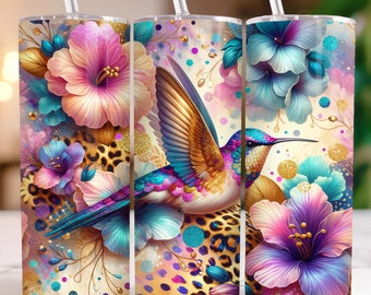 Envoltório de copo de beija-flor, designs de copo de sublimação skinny de 20 onças, design de copo de sublimação de beija-flor, download de copo floral png