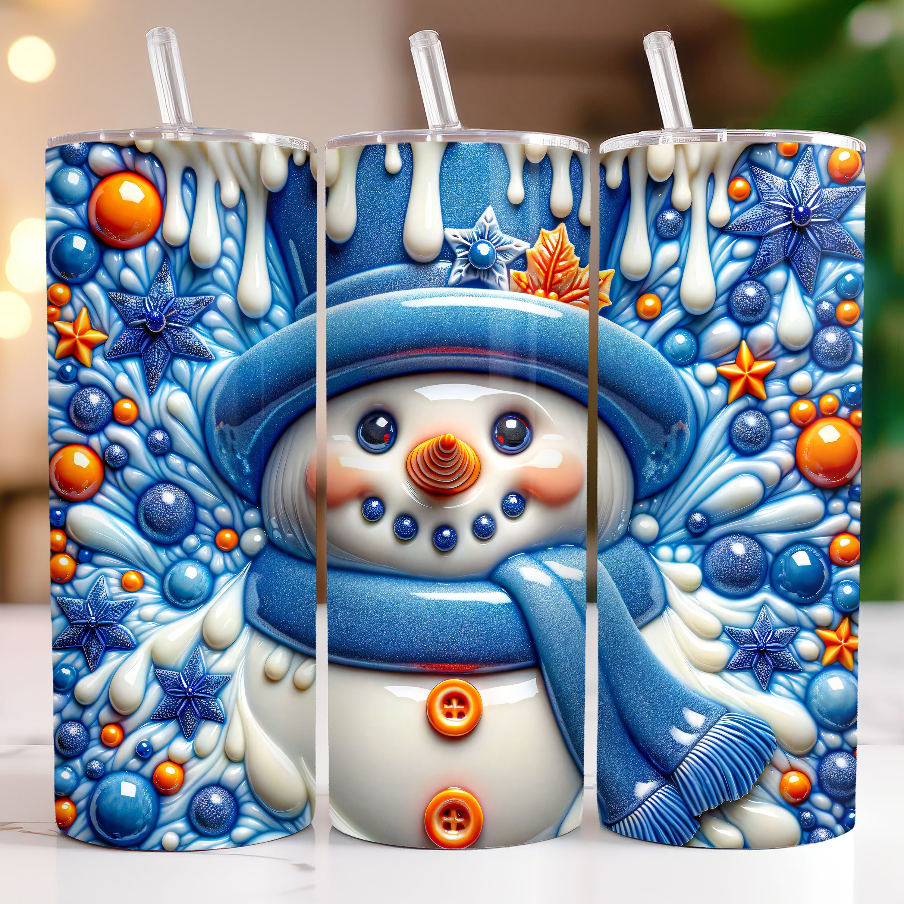 3Dスノーマンクリスマスタンブラーラップ、膨らんだクリスマス