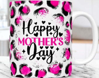 Happy Mother's Day Mug Template for Sublimation, Mother's Day Coffee Mug Design, 11oz & 15oz Mug Wrap Template, Digital Download