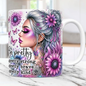 Daily Affirmations Mug Wrap Motivational Sublimation Mug Design Templates PNG, Sunflower 11oz & 15oz Snarky Funny Mug PNG, Digital Download