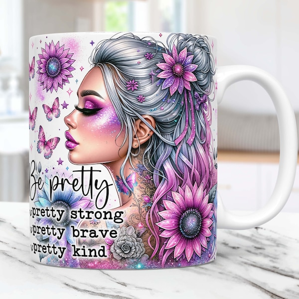 Dagelijkse bevestigingen mok wrap motiverende sublimatie mok ontwerpsjablonen png, zonnebloem 11oz en 15oz grappige grappige mok png, digitale download