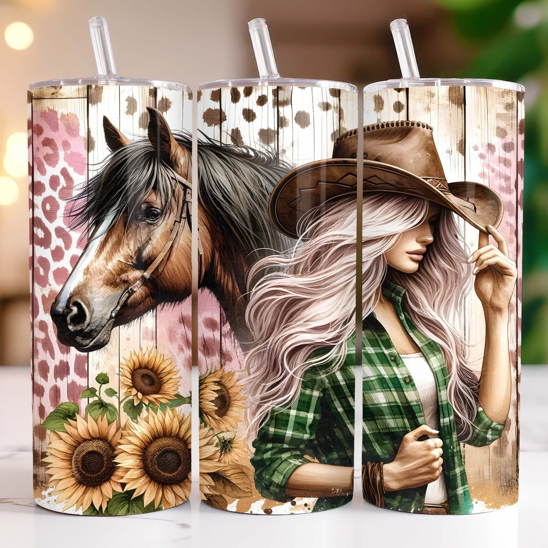 Horse Girl Tumbler Wrap, 20oz Skinny Cowgirl Tumbler PNG Sublimation ...