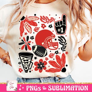 Game Day Retro Football Png, Boho Floral Png, Touchdown Season Png, Football Mama Png, Coquette Football Png, Sublimation Design Png