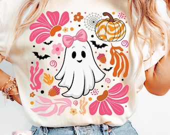 Halloween Pink Ghost Png, Boho Floral Fall Png, Leopard Pink Pumpkin Png, Halloween Png, Fall Vibes Png, Coquette Png, Spooky Season Png