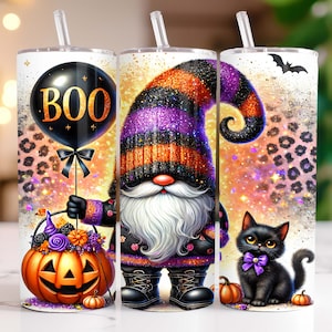 Halloween Gnome 20oz Tumbler Wrap Halloween Tumbler Wrap 20oz Skinny Tumbler PNG Sublimation Design Gnome Tumbler Wrap, Digital Download