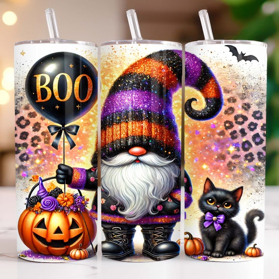 Halloween Gnome 20oz Tumbler Wrap Halloween Tumbler Wrap 20oz Skinny Tumbler PNG Sublimation Design Gnome Tumbler Wrap, Digital Download