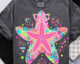 Preppy Starfish PNG, Retro Floral Summer Png, Summer Vibes Png, Ocean Png, Girly Summer Png, Beach Png, Everyday Png, Aesthetic Png