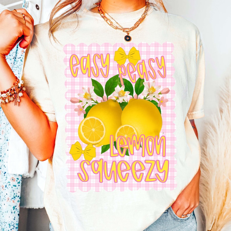 Easy Peasy Png, Lemon Summer Png, Preppy Lemon Coquette Png, Summer Vibes Png, Girly Summer Shirt Design, Lemon Shirt Png, Lemonade Design image 5