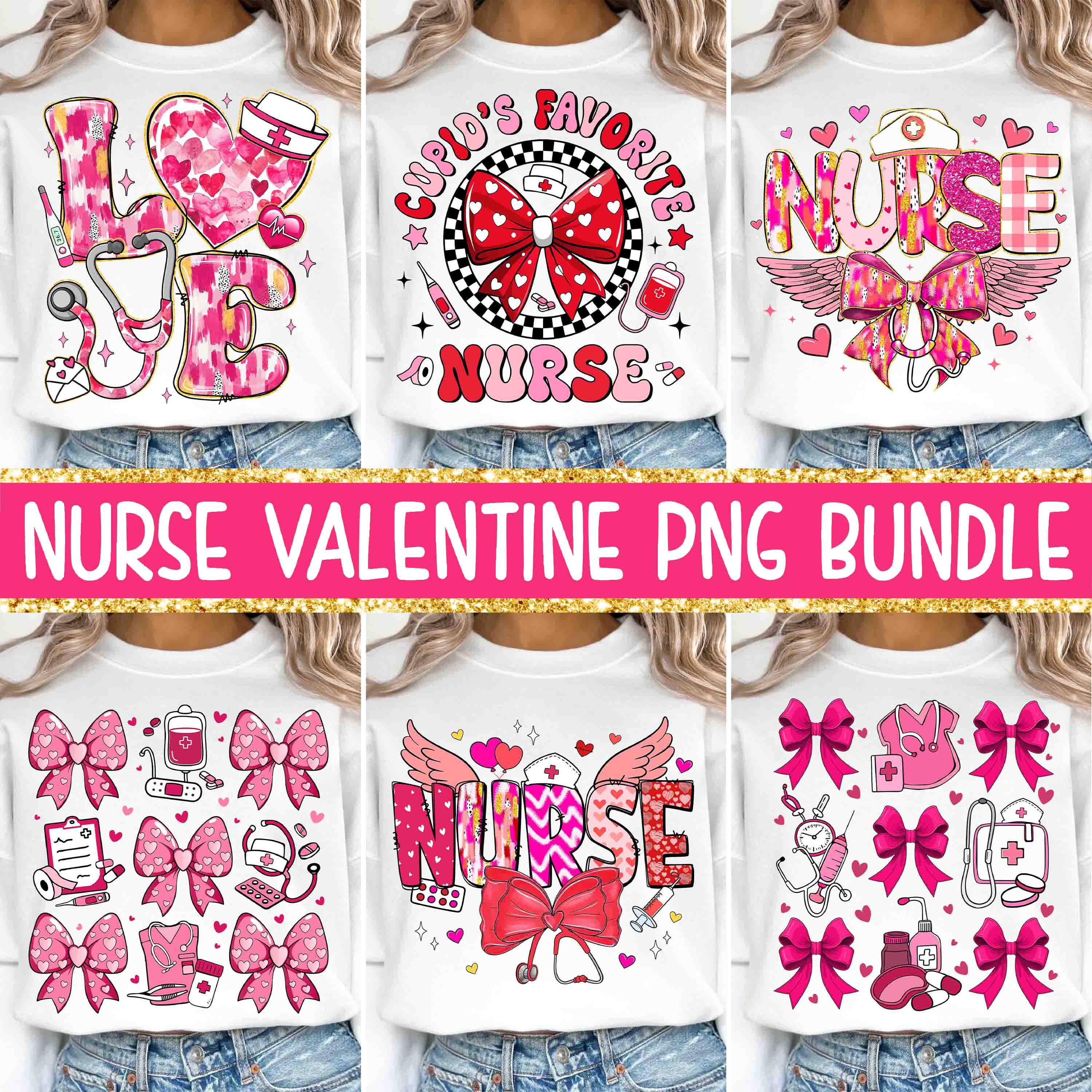 Nurse Valentine Bundle Png, Valentine Nurse Png, Nurse Coquette Bow Png ...