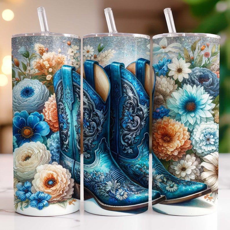 Cowgirl Boots Tumbler Wrap Country Western Skinny 20 Oz Tumbler ...