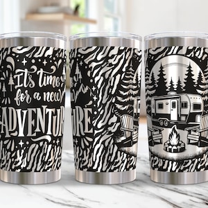 Camping Tumbler Wrap Laser Svg 20oz Laser Engraved Tumbler Wrap Camping Laser Engraving Svg Outdoor 20 oz Tumbler Laser File Svg Design
