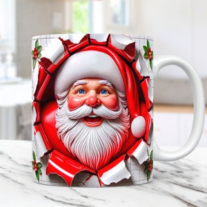 3D Santa Christmas Mug Wrap Bundle Cute Mug Wrap Sublimation Designs ...