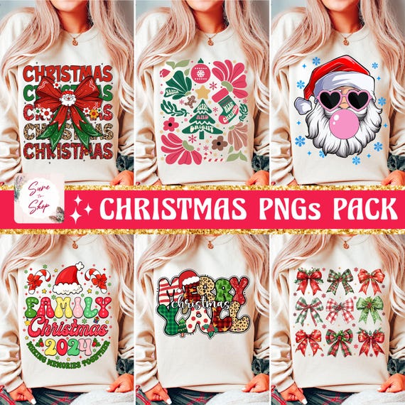 Retro Christmas Bundle Png, Christmas Coquette Bow Png, Merry Christmas Png, Christmas Png Designs, Santa Claus PNG, Christmas Png Bundle