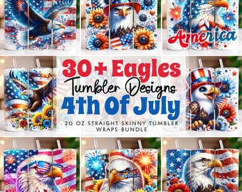 American Eagle Tumbler Wrap Bundle 4th of July 20oz Tumbler Sublimation Designs Png Patriotic Bald Eagle Tumbler Wrap, Digital Download