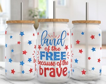 4th of July Libbey Glass Wrap PNG, Memorial Day Glass Cup, American Patriotic Tumbler Sublimation Design PNG, Digital Download