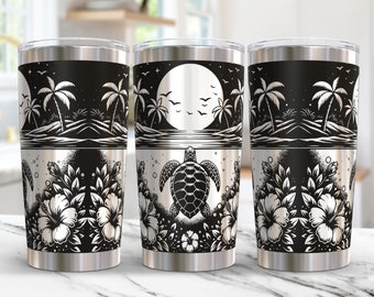 Turtle Tumbler Wrap Laser Svg 20oz Laser Engraved Baby Turtle Tumbler Laser Engraving Svg Floral Summer 20 oz Tumbler Laser File Svg Design