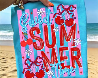 Striped sweet summer time PNG, Cherry Coquette Png Sublimation Design, Sunshine Png, Beach Life Png, Floral cherry Summer shirt Graphic