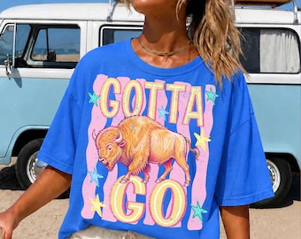 Gotta Go Buffalo PNG, Striped Buffalo Png, Country Rodeo Summer Tee PNG Download, Funny Western Bison Shirt Design, Retro Cowgirl Graphic