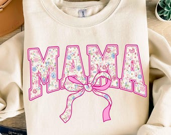 Floral Mama Coquette Bow PNG, Mama Flower Png, Retro Mama Png, Mothers day png, Preppy Mama Png, Mama png, Mom png, Gift for mama png