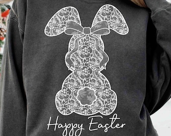 Lace Bunny Coquette Bow PNG, Lace Easter png, Lace Bow Bunny Png, Spring png, Happy Easter Png, Lace Easter Coquette Png, Faux Embroidery