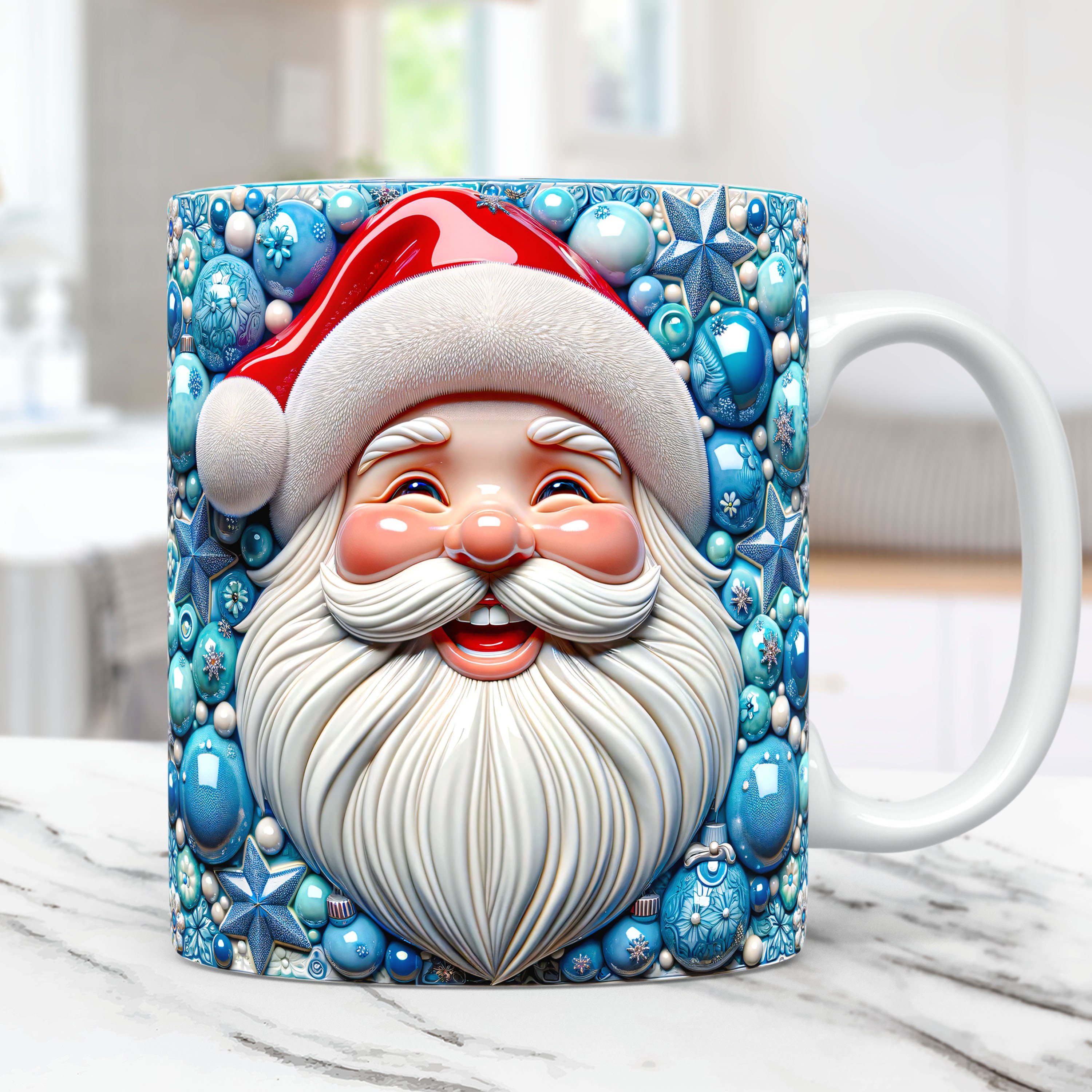 3Dサンタクリスマスマグラップ、膨らんだサンタマグラップ昇華デザイン