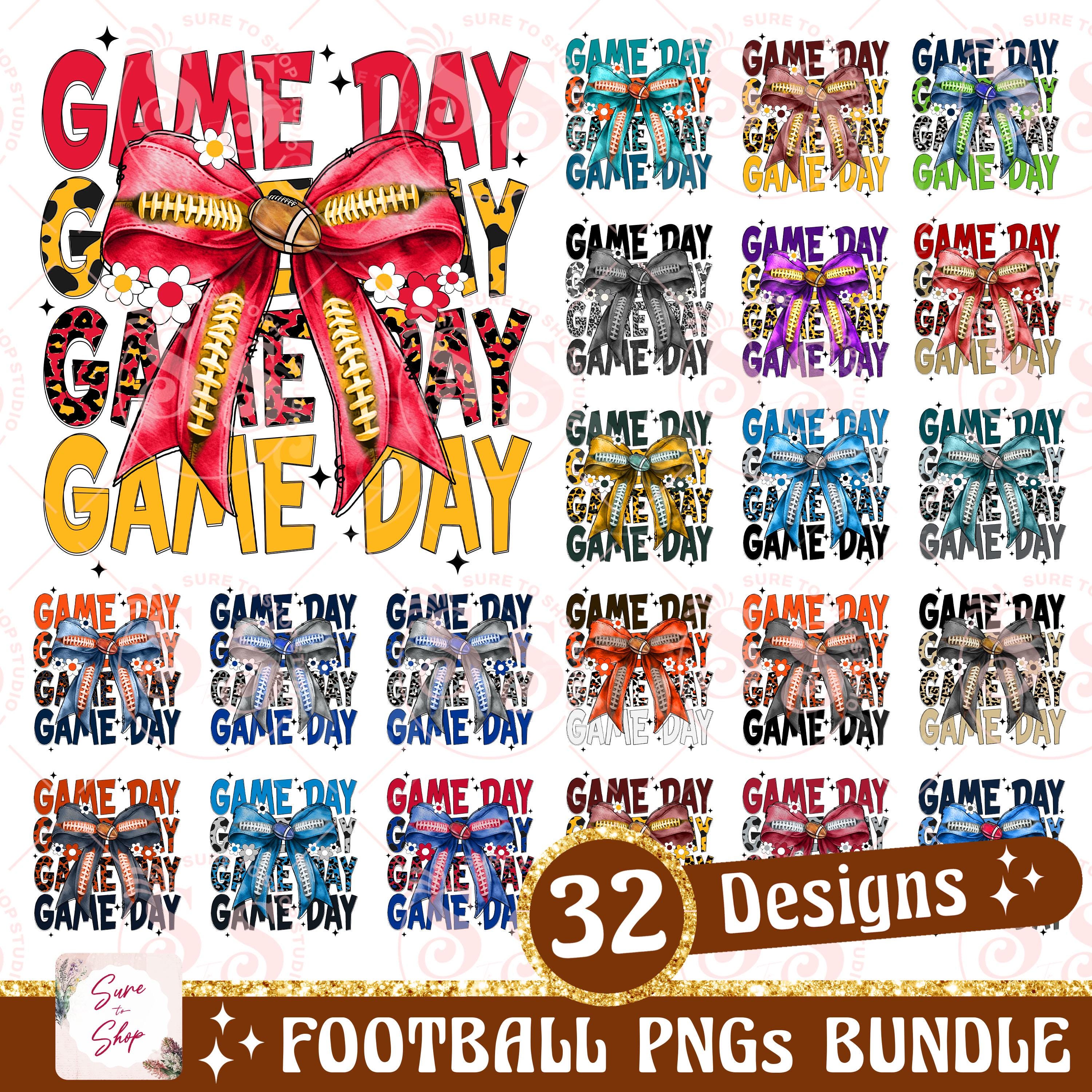 Game Day Bundle Png, Colorful Football Design Png, Coquette Football Png, Retro Football Png, DTF, Football Season Png, Sublimation Designs