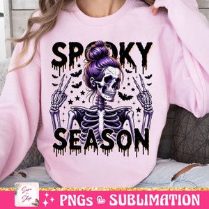 Griezelig seizoen png, retro Halloween-png, Halloween-sublimatieontwerp, Halloween-schedel png, Halloween-shirtontwerp, skelet png afbeelding 5